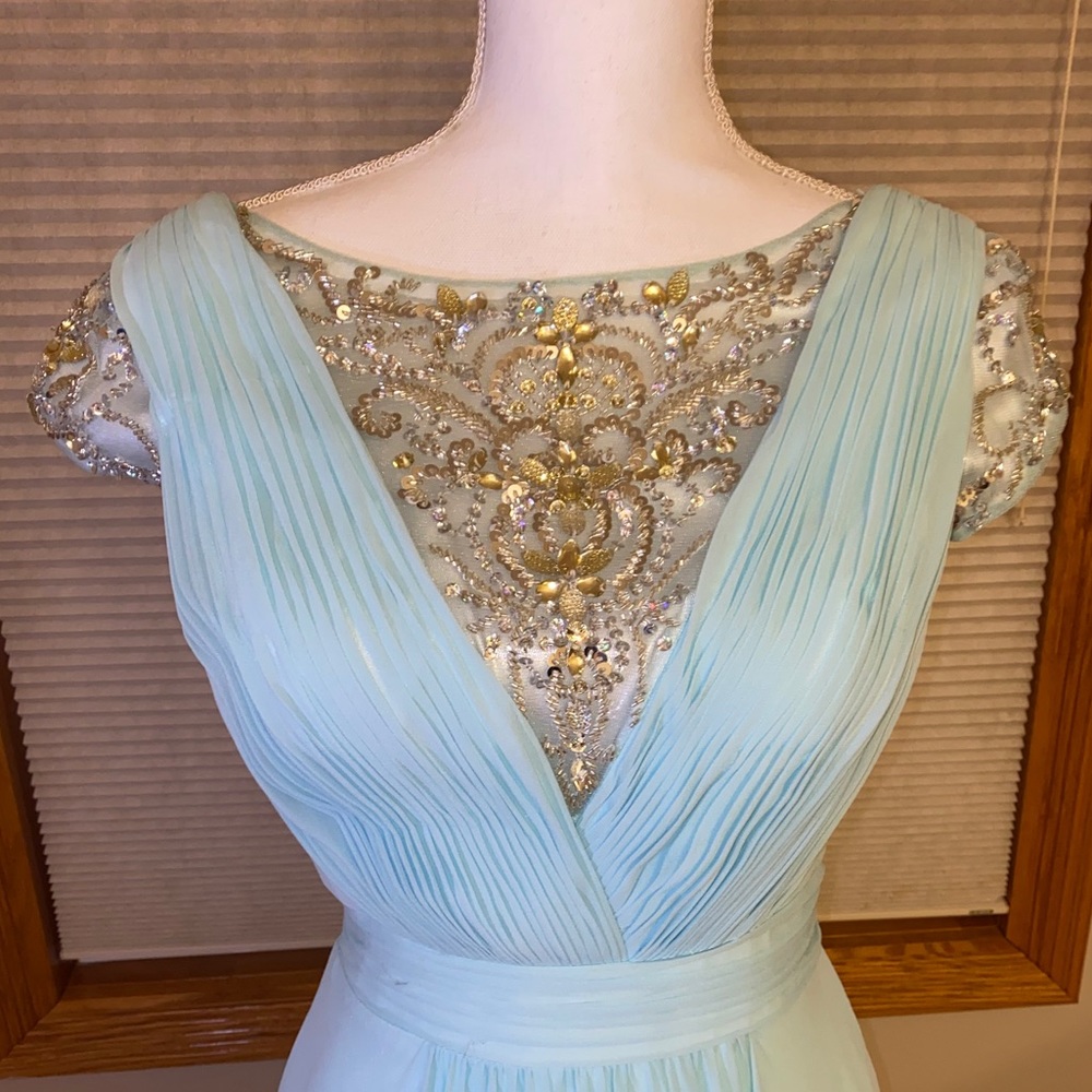 Baby Blue Beaded Mother of The Bride Gown